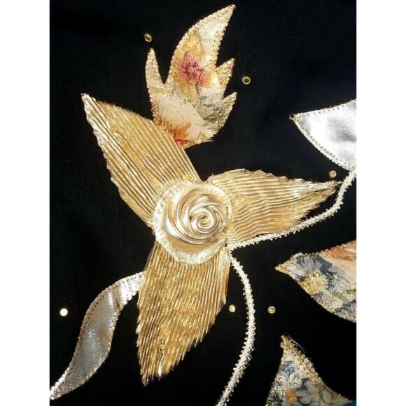 Vtg 80s Carabella Black Gold Floral Jacket Pant Set Women’s XL Retro‎ Outfit - Picture 6 of 6